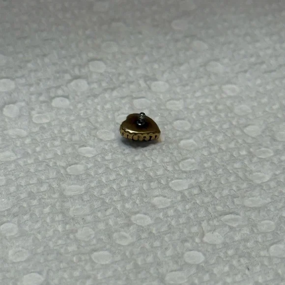 14KT Gold Red Anatometal Heart Top 14G Internally Threaded - Picture 2 of 3